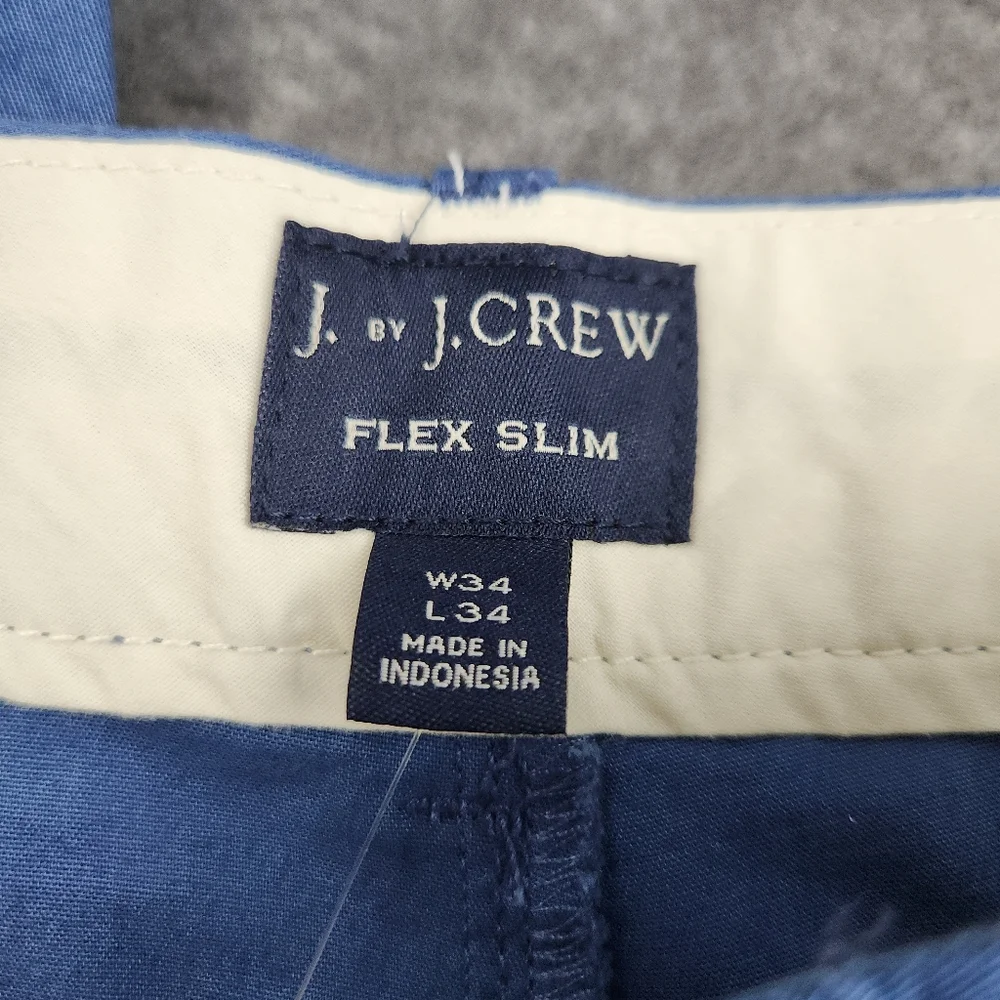 J Crew Flex Slim Pants Mens 34x34 Blue Straight Leg Stretch
